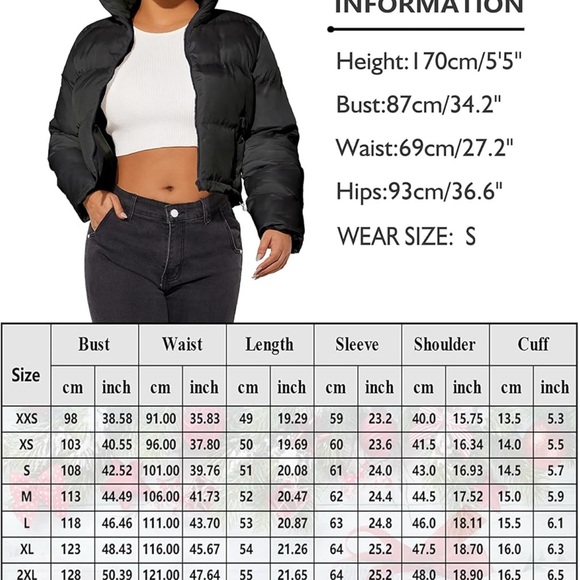 Women's Crop Short Jacket Cropped Puffer - Picture 6 of 6